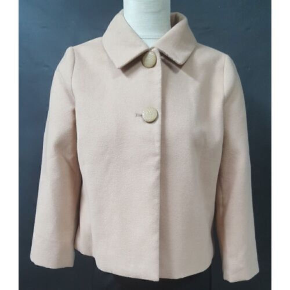 Chicos Beige Jacket Size 0 Small 2 Button Lined Long Sleeve Career